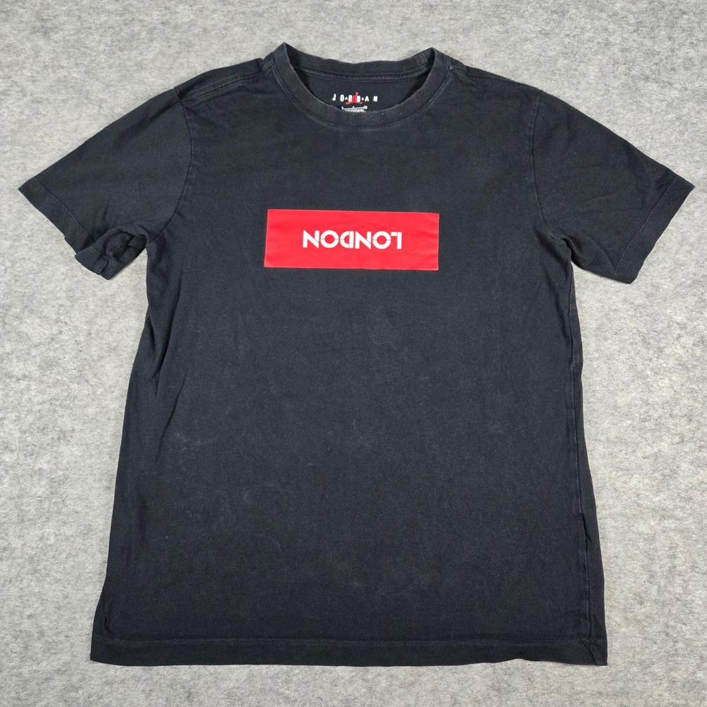 Jordan Mens Black London Box Logo Graphic T-Shirt Small